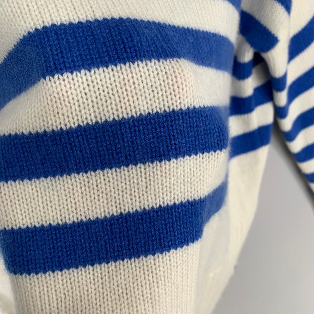 KULE Cream and Blue Striped Cashmere-blend Turtleneck Sweater. Sz L - Picture 15 of 16
